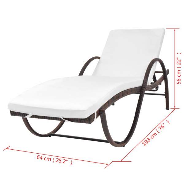  Sonnenliegen 2 Stk. mit Tisch Poly Rattan Braun