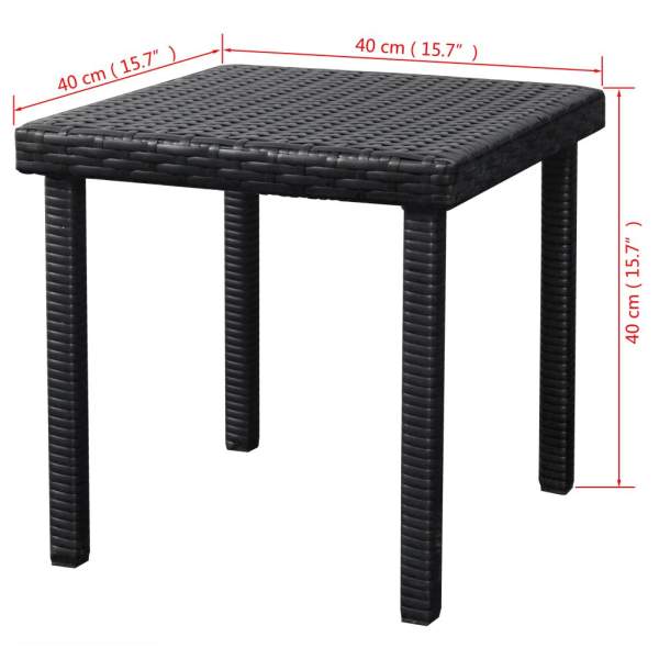  Sonnenliegen 2 Stk. mit Tisch Poly Rattan Schwarz