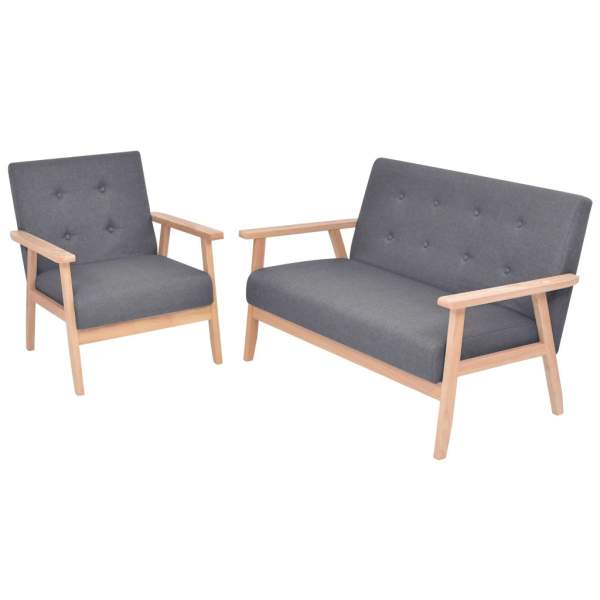  Sofa-Set 2-tlg. Stoff Dunkelgrau