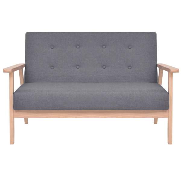  Sofa-Set 2-tlg. Stoff Dunkelgrau