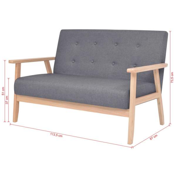  Sofa-Set 2-tlg. Stoff Dunkelgrau