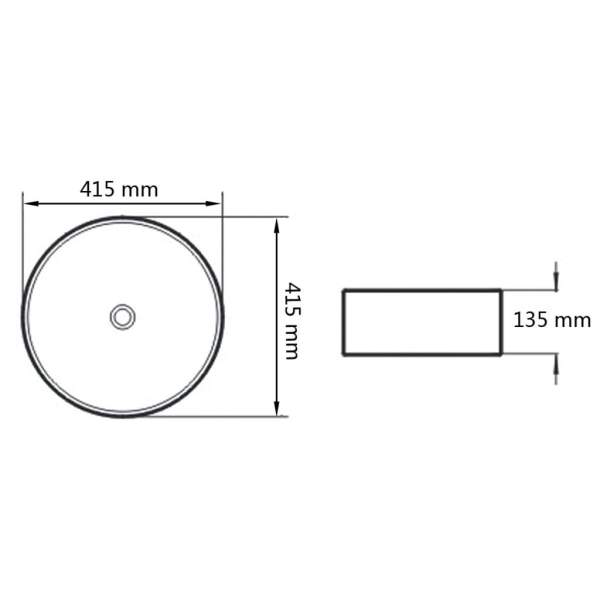  Waschbecken Keramik Rund Schwarz 41,5 x 13,5 cm