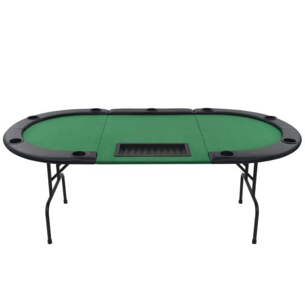  9-Spieler Poker Falttisch 3-fach Faltbar Oval Grün