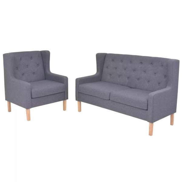  2-tlg. Sofa-Set Stoff Grau