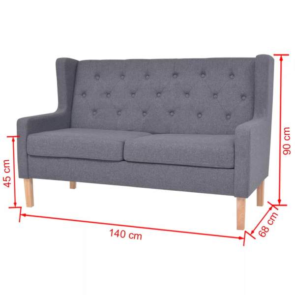  2-tlg. Sofa-Set Stoff Grau