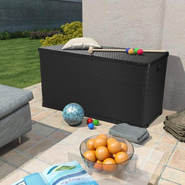  Garten-Aufbewahrungsbox Anthrazit 120x56x63 cm PP Rattan