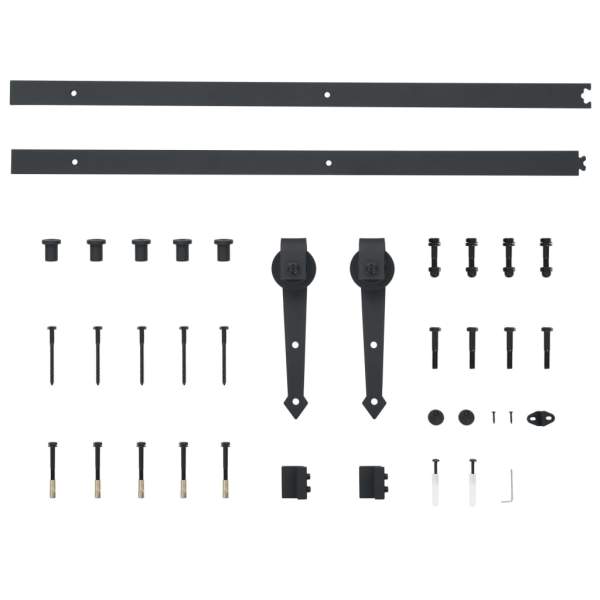  Schiebetürbeschlag-Set 183 cm Stahl Schwarz  