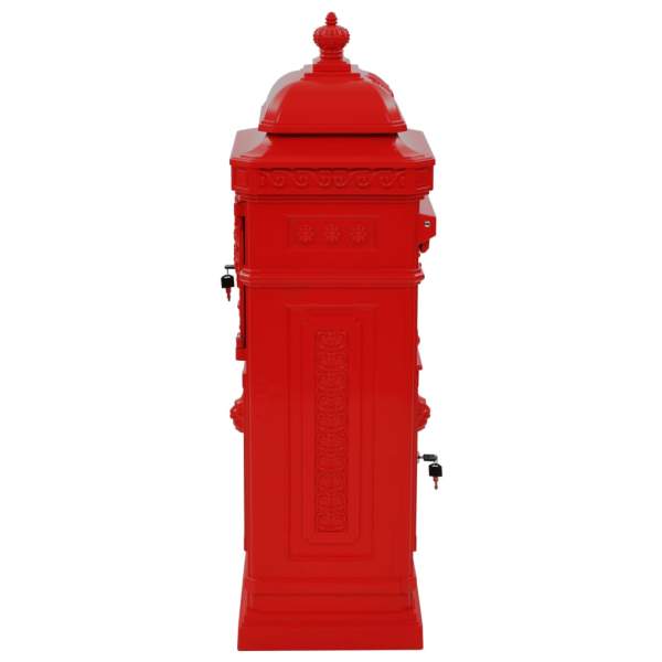  Säulenbriefkasten Aluminium Vintage-Stil Rostfrei Rot