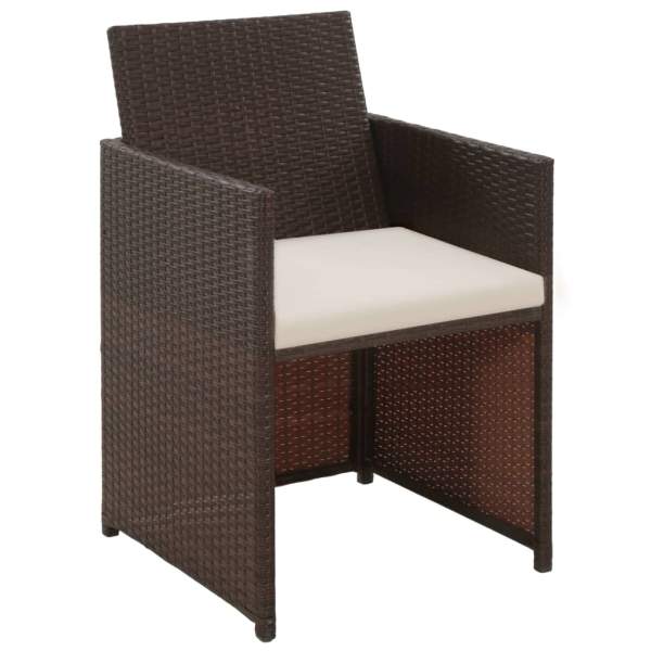  4-tlg. Garten-Lounge-Set mit Auflagen Poly Rattan Braun