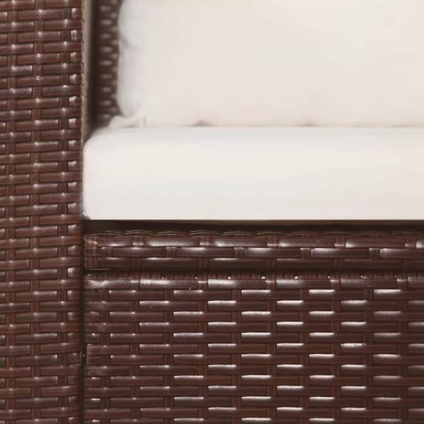  3-tlg. Bistro-Set mit Auflagen Poly Rattan Braun