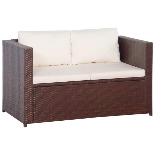  3-tlg. Bistro-Set mit Auflagen Poly Rattan Braun