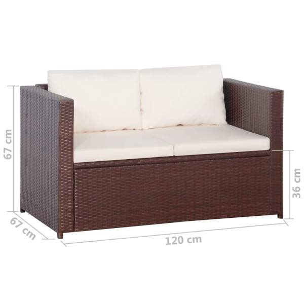  3-tlg. Bistro-Set mit Auflagen Poly Rattan Braun