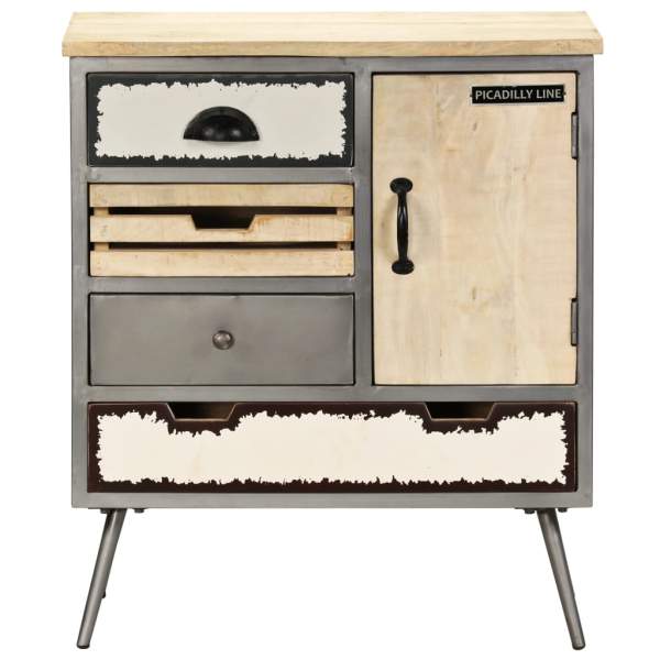  Sideboard Massivholz Mango und Stahl 65x33x76 cm