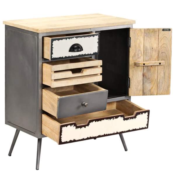  Sideboard Massivholz Mango und Stahl 65x33x76 cm
