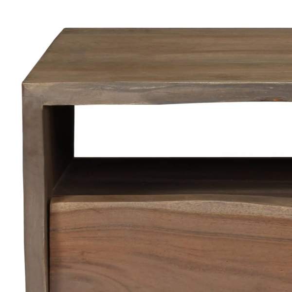  Couchtisch Akazienholz Massiv Naturkanten 90x50x40 cm Grau