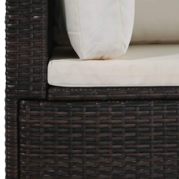  4-tlg. Garten-Lounge-Set mit Kissen Poly-Rattan Braun