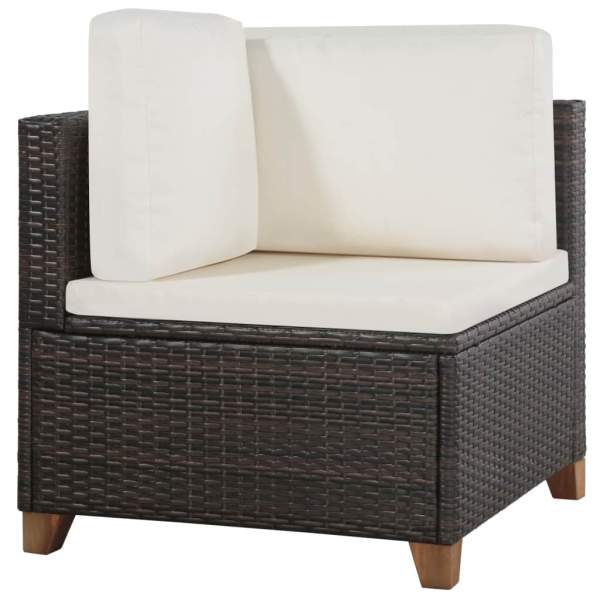  4-tlg. Garten-Lounge-Set mit Kissen Poly-Rattan Braun