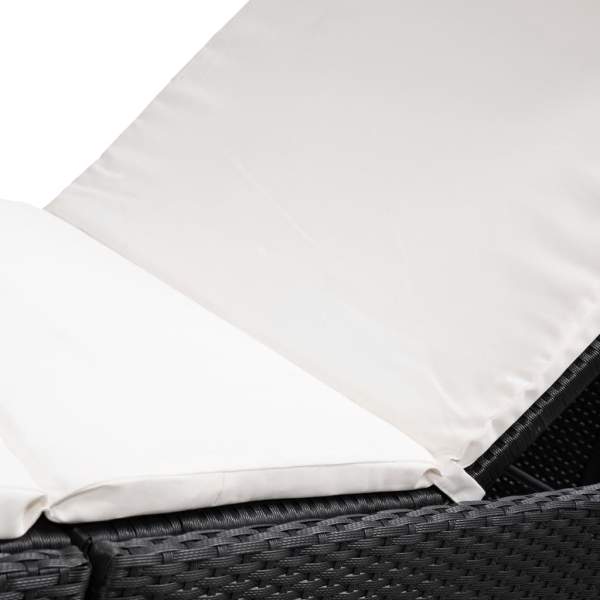  Sonnenliege mit Polsterauflage Poly Rattan Schwarz