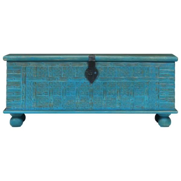  Aufbewahrungstruhe Massivholz Mango Blau 100x40x41 cm