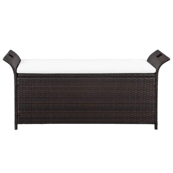  Truhenbank mit Polster 138 cm Poly Rattan Braun