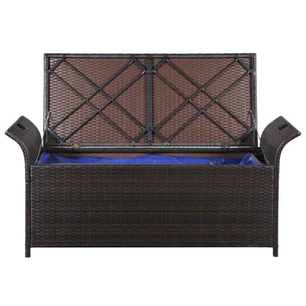  Truhenbank mit Polster 138 cm Poly Rattan Braun