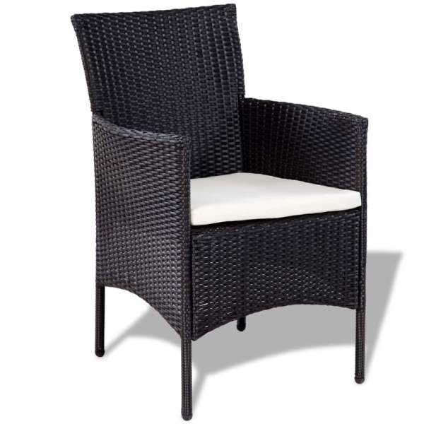  4-tlg. Garten-Lounge-Set mit Auflagen Poly Rattan Schwarz