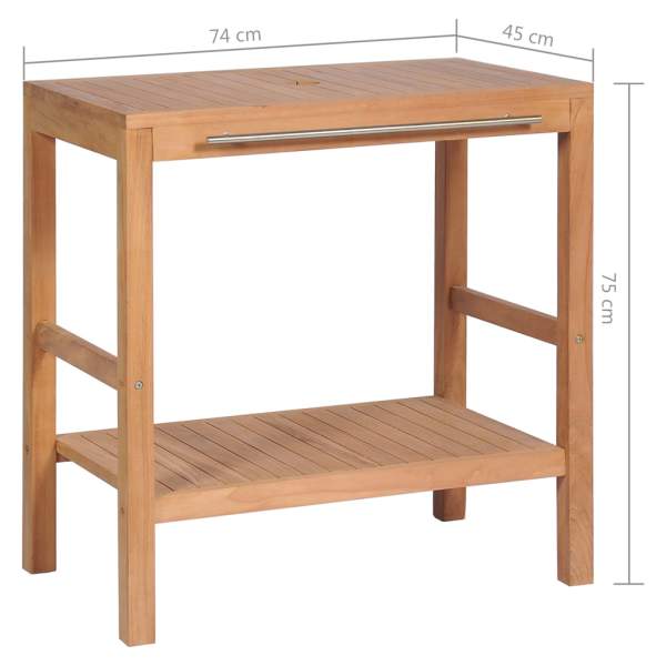  Waschtischunterschrank Teakholz Massiv 74 x 45 x 75 cm