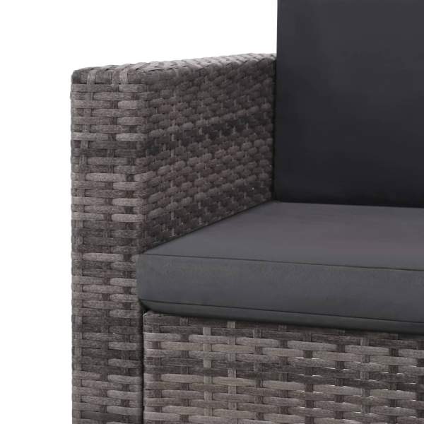  2-tlg. Garten-Lounge-Set mit Auflagen Poly Rattan Grau