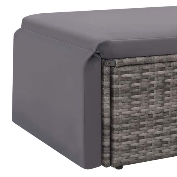  2-tlg. Garten-Lounge-Set mit Auflagen Poly Rattan Grau