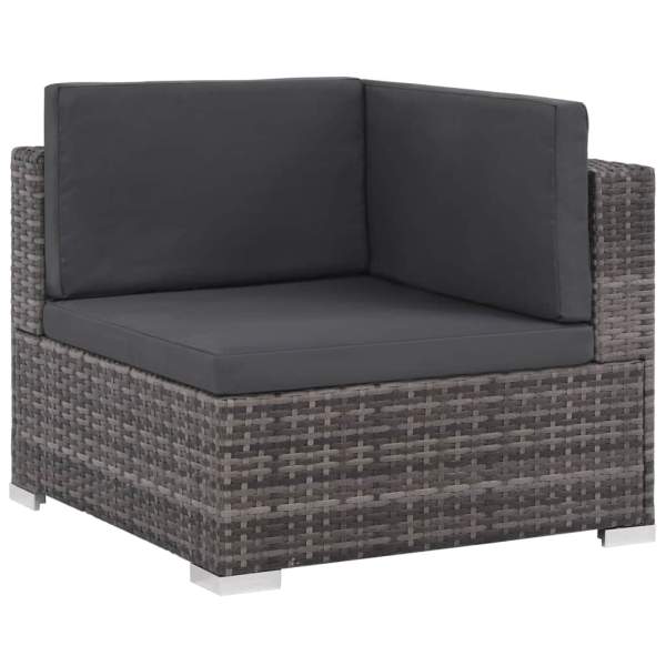  6-tlg. Garten-Lounge-Set mit Auflagen Poly Rattan Grau