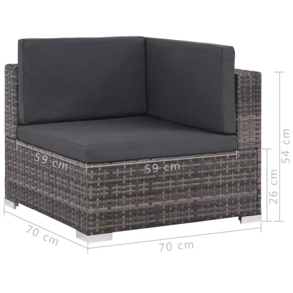  6-tlg. Garten-Lounge-Set mit Auflagen Poly Rattan Grau