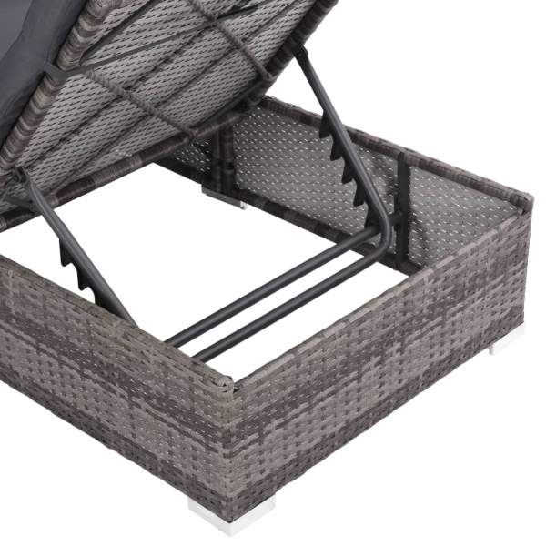  3-tlg. Garten-Lounge-Set mit Auflagen Poly Rattan Grau