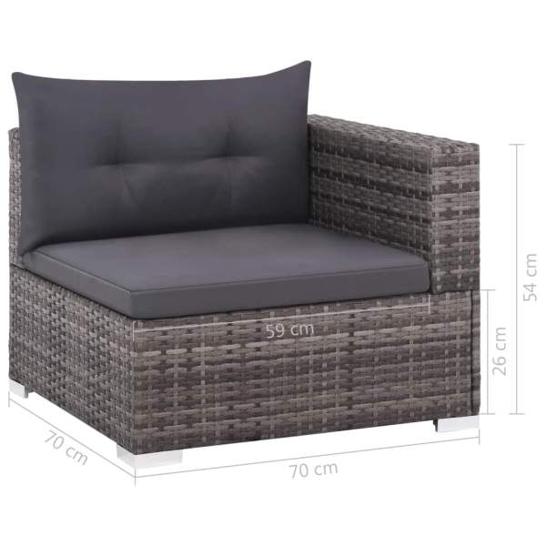  3-tlg. Garten-Lounge-Set mit Auflagen Poly Rattan Grau