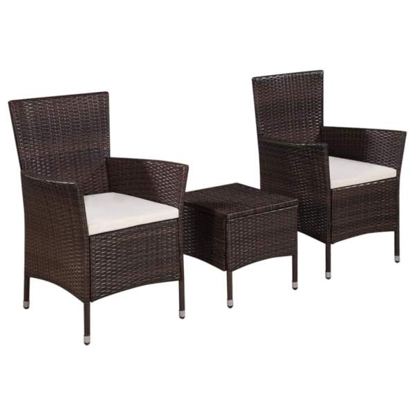  3-tlg. Bistro-Set Poly Rattan Braun