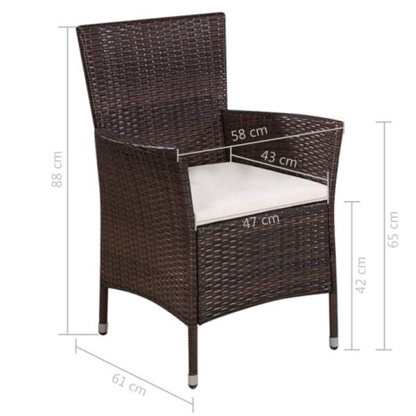  3-tlg. Bistro-Set Poly Rattan Braun