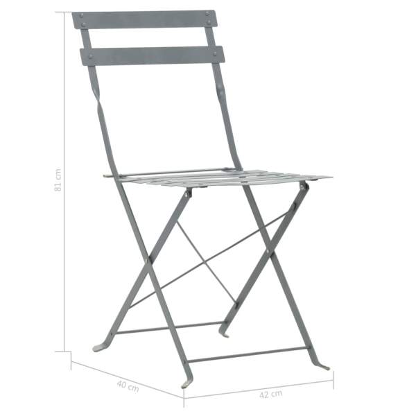  3-tlg. Bistro-Set Stahl Grau