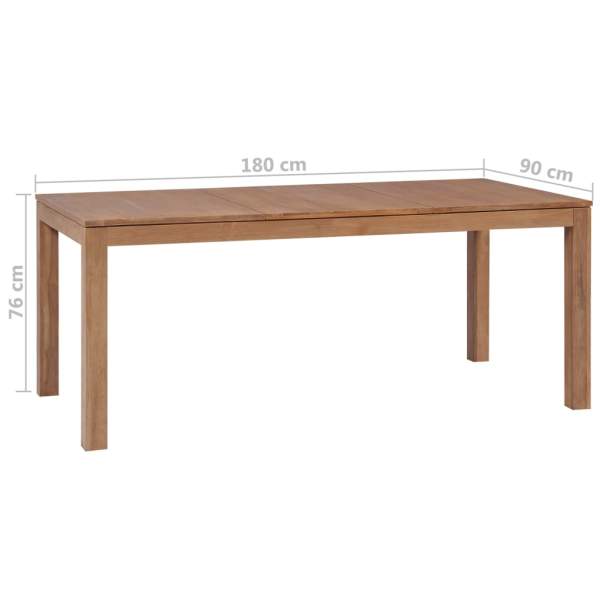  Esstisch Massivholz Teak mit natürlichem Finish 180×90×76 cm