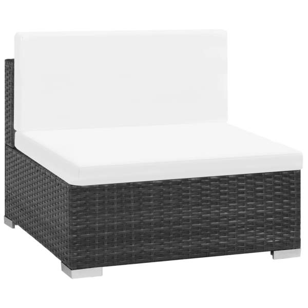  7-tlg. Garten-Lounge-Set mit Auflagen Poly Rattan Schwarz