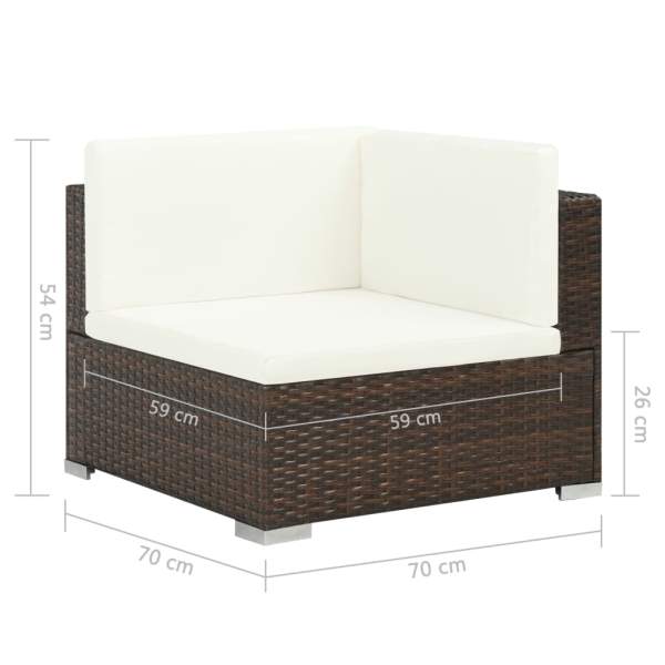  7-tlg. Garten-Lounge-Set mit Auflagen Poly Rattan Braun