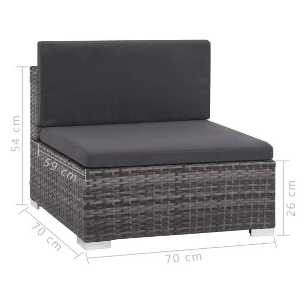  6-tlg. Garten-Lounge-Set mit Auflagen Poly Rattan Grau