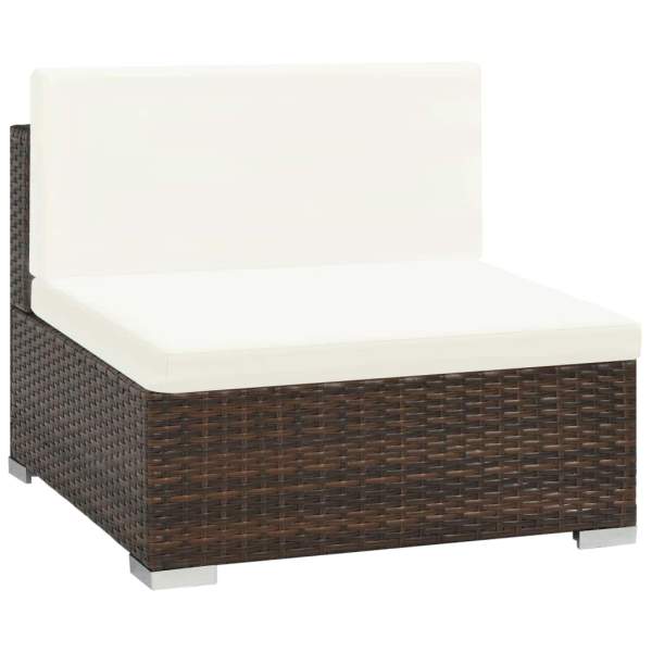  8-tlg. Garten-Lounge-Set mit Auflagen Poly Rattan Braun