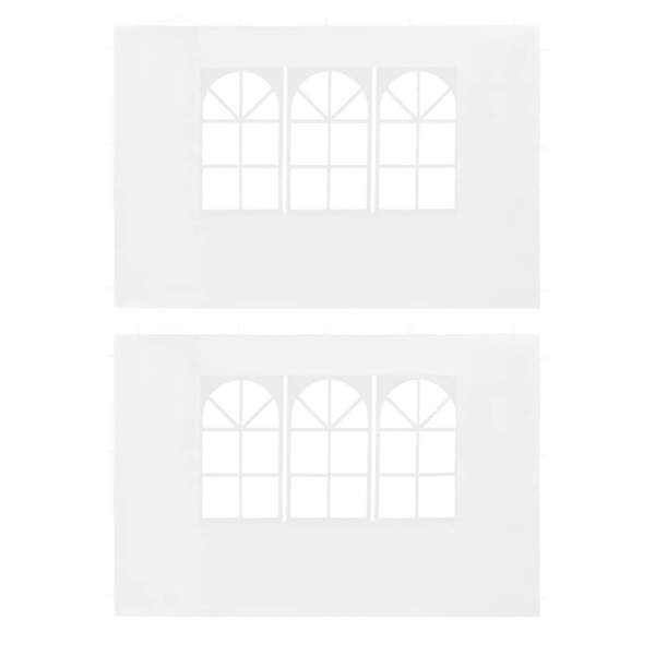  Partyzelt-Seitenwände 2 Stück mit Fenster PE Weiß 