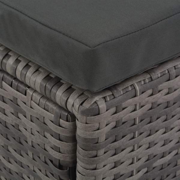  4-tlg. Garten-Lounge-Set mit Polstern Poly Rattan Grau