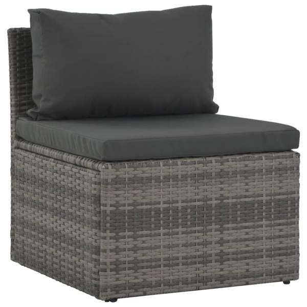  4-tlg. Garten-Lounge-Set mit Polstern Poly Rattan Grau