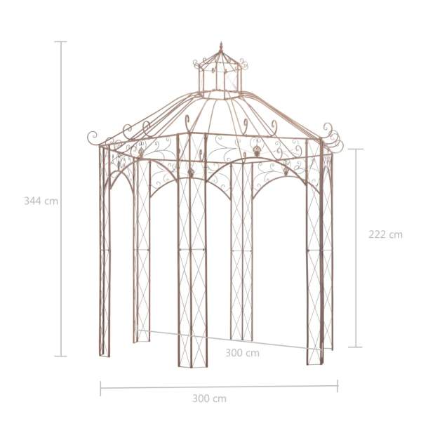  Gartenpavillon Antikbraun 3 m Eisen