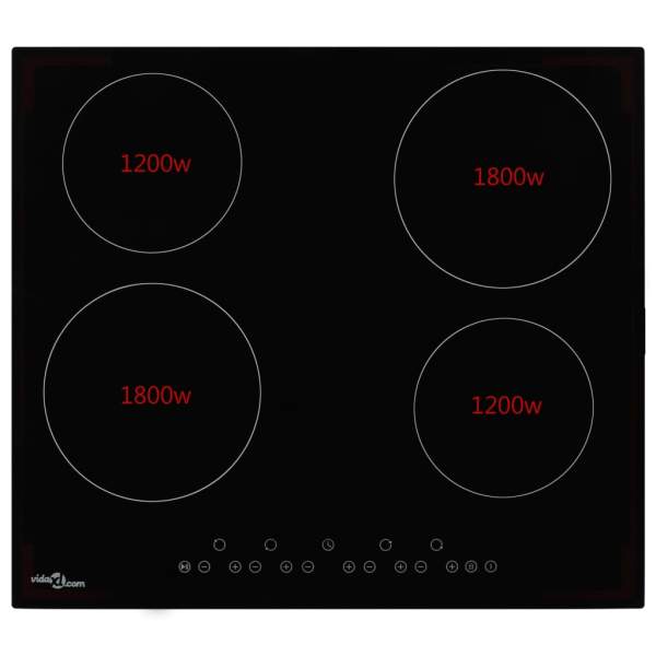  Glaskeramik-Kochfeld mit 4 Platten Touch Control 6000 W