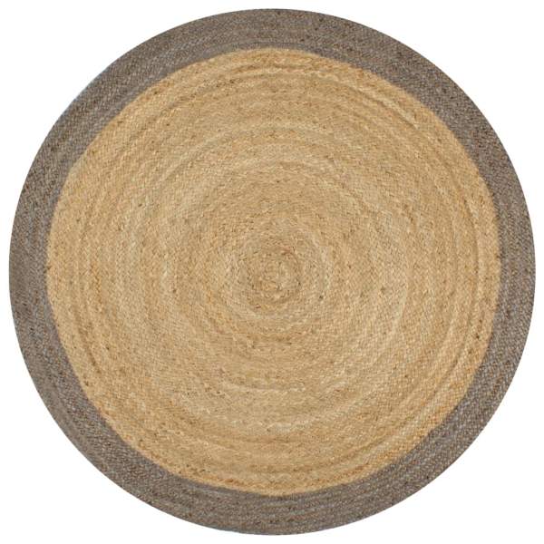  Teppich Handgefertigt Jute mit Grauem Rand 90 cm