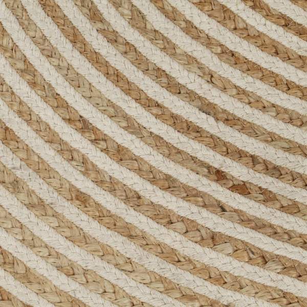  Teppich Handgefertigt Jute mit weißem Spiraldruck 150 cm