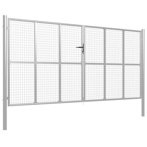  Gartentor Verzinkter Stahl 415 x 225 cm Silbern