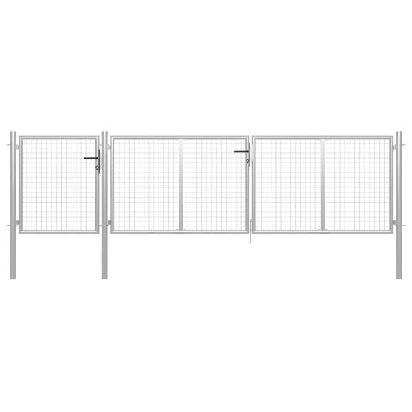  Gartentor Stahl 400 x 100 cm Silbern